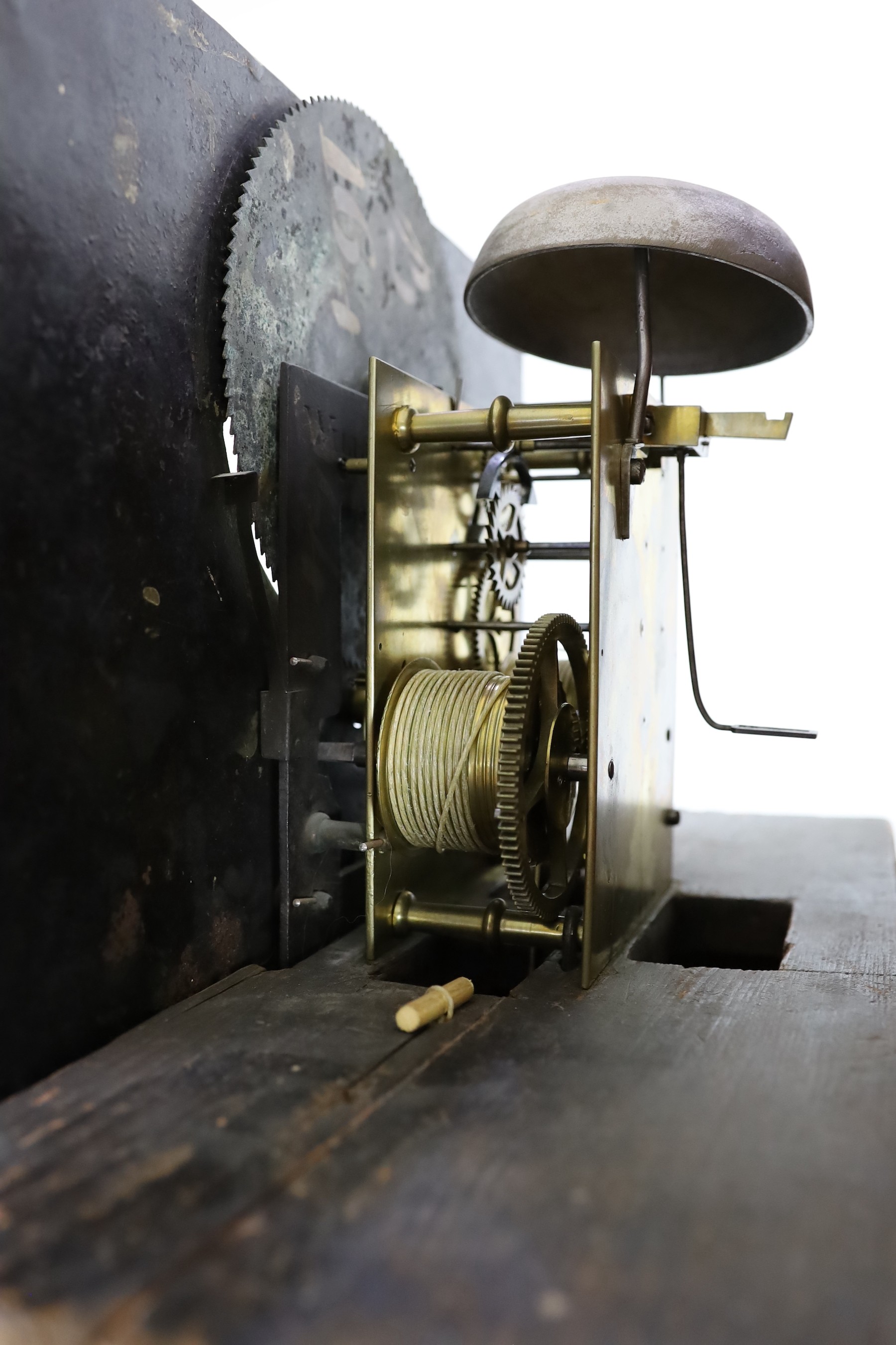 Lees of Bury. A William IV boxwood strung mahogany eight day longcase clock, W.60cm H.235cm
